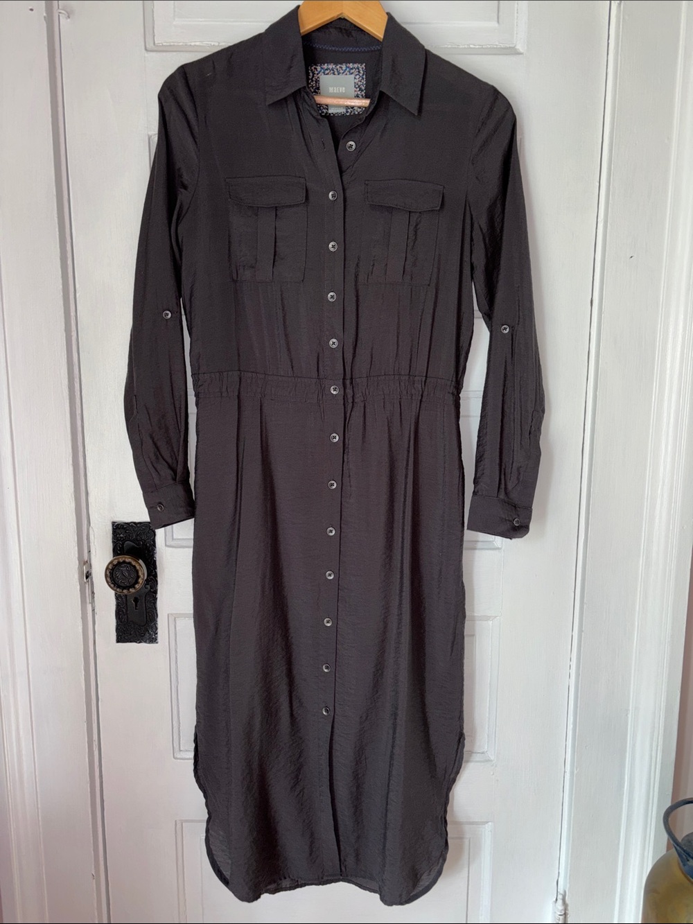 ANTHROPOLOGIE MAEVE LONG SLEEVE BUTTON DOWN SHIRT DRESS - Picture 3 of 7